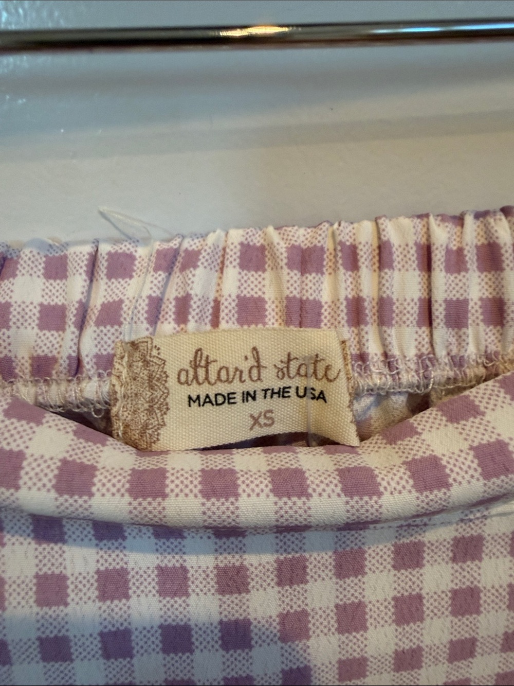 A’ltard State XS Lavender Gingham Ruffle Mini Skirt Made in USA - Picture 4 of 11